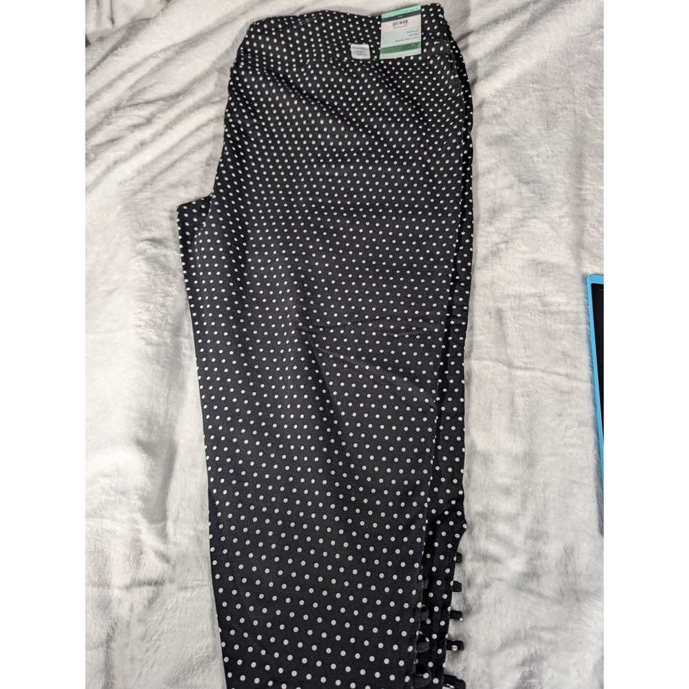 Terra & Sky Capri Leggings Womens 4X Black Polka Dot NWT Ladder Cutout High Rise
